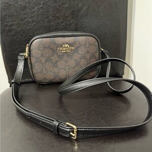 Coach Signature Brown and Black Crossbody Bag